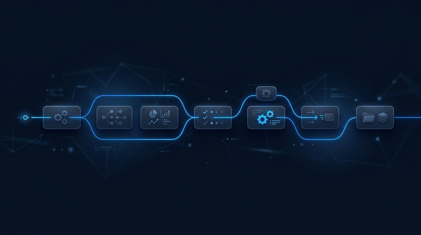 Flujo de automatización conectando los pasos de un proceso